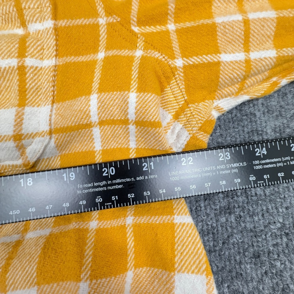 True Religion Plaid Flannel Shirt Men's XL Yellow Button Up Long Sleeve - Picture 13 of 14